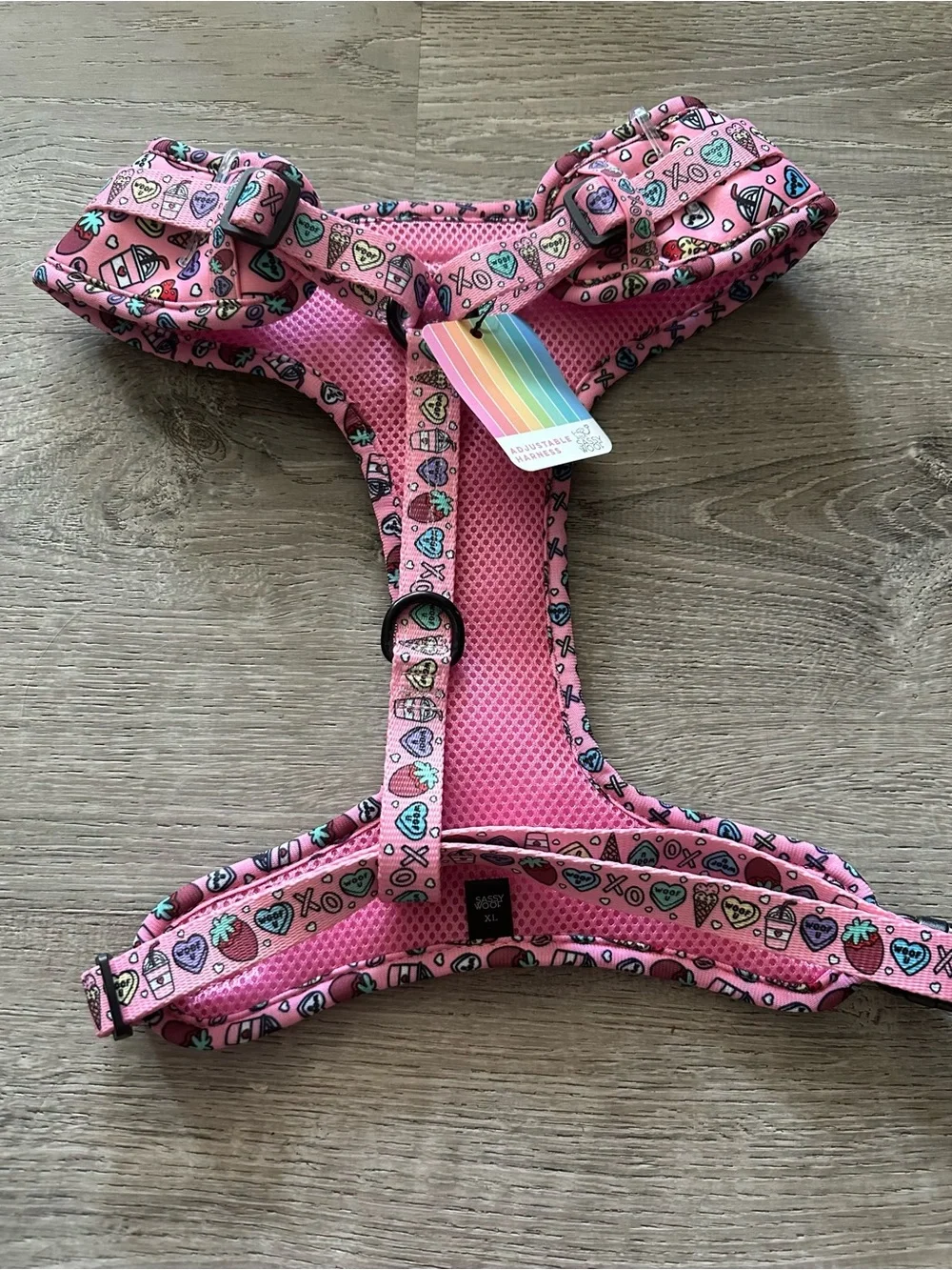 Sassy Woof Pink Patterned Dog Harness - Cute Print size XL